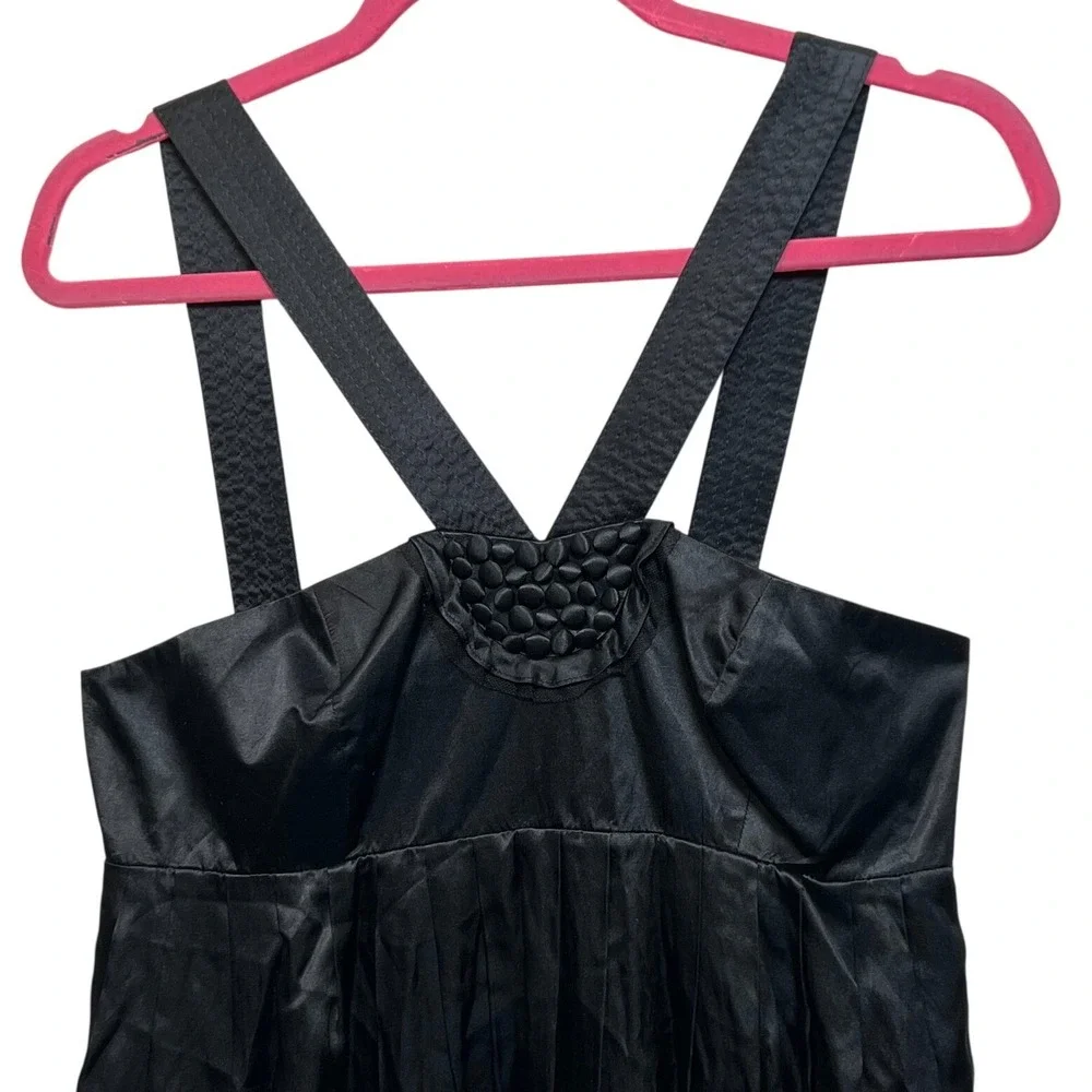 Club Monaco Black‎ Silk Blend Satin Mini Dress Pockets Size 10 Cocktail Y2K